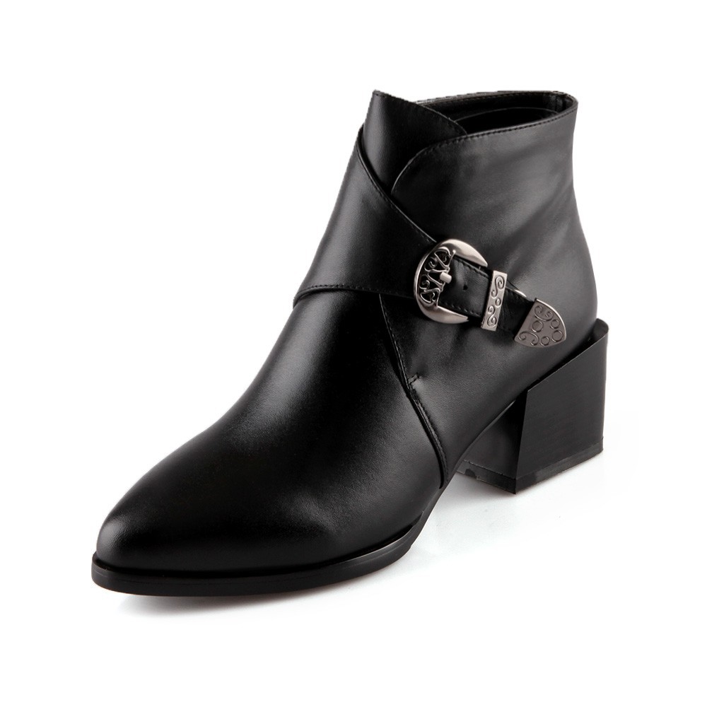 Autumn Women Thick Heel Ankle Boots Ladies Med Heels Boot Fashion