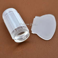 2016 New 1pcs Milky White Transparent Nail Art Stamping Stamper Scraper Set 2 8cm Clear Jelly
