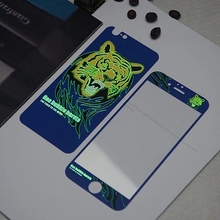 Glow in the dark luminous raised tiger Tempered Glass film Screen Protector+back cover for iPhone 6 case 6S 6 Plus 6s plus