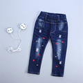 Newborn Infant Personality Pleated Embroidery Slim Pants Children Casual Denim Pants Baby Girls Boys Cowboy Trousers