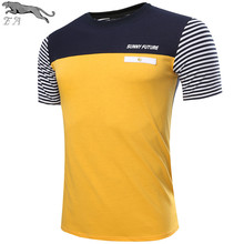EA brand Hot Sale 2016 Designer Quick Drying Casual stripe Splice T-Shirts Slim Fit Sport Shirt dry fit men fitness Tops&Tees