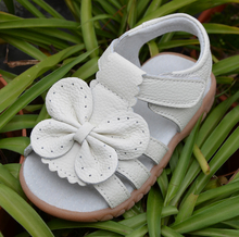2016 new genuine leather girls sandals white summer walker shoes with butterfly antislip sole kids toddler 12.3-18.3 insole