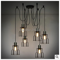 Small Iron Frame Pendant Light 6 Lamps 10 Lamps American Village Industries Retro Creative Personality Restaurant