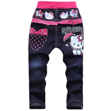 Free shipping korean children’s clothing hello kitty girls jeans for kids wholesale and retail