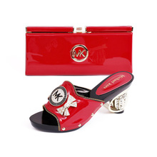 Size 38-42 Excellent Italian Shoes With Matching Bags African Women Shoes and Bags Set in red color Item No.KMM015-02-3