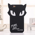 New 3D Purr Evil Killstar Black Cat Silicone Fundas Case For iPhone 5 5s 6 6s