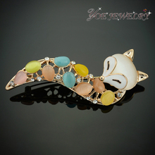 2014 New Arrival Popular Animal Jewelry Multi Color Opal Brooch Sexy Fox Brooches For Women  Silver Plated Pin Brooch