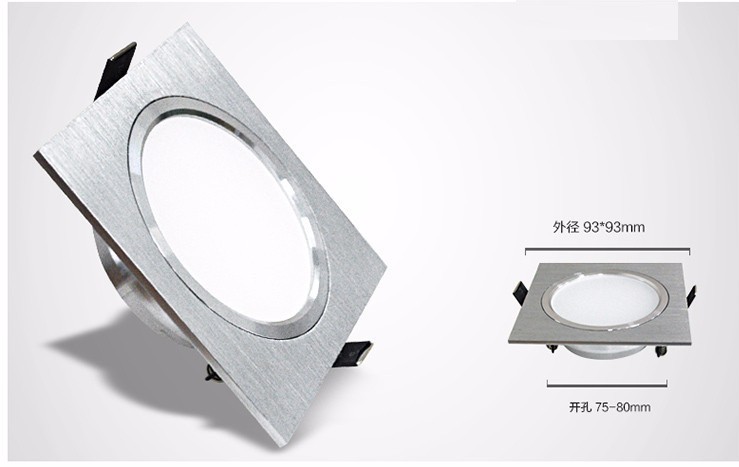 Description Picture 2 of itemLED Downlights 5W 10W Dimmable 230V Square Brush silver LED Ceiling Lamp 15W Down Light for Kitchen/Home/Office Indoor Lighting