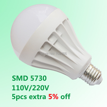 Wholesale SMD 5730 Led Light Bulb Led E27 3W 5W 7W 9W 12W 15W 18W LED Lamp 110V 220V Cold Warm White Bulb Led Spotlight Lamps