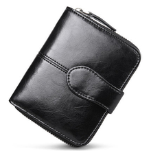 Genuine Real Leather Women Short Wallets Small Wallet Zipper Coin Pocket Credit Card Wallet Female Purses