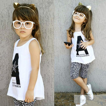 2015 spring summer fashion sport kids clothes sets cartoon T shirt leopard children pants girls clothing