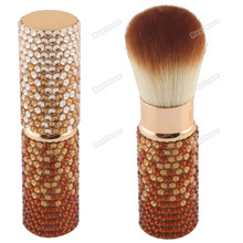 happyshop Lovely Cosmetic Gold Bling Rhinestone Retractable Blush Makeup Brush Powder Tool Quality 