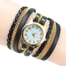 2015 Fashion Hot Wrist watches Women Weave Rivet PU Leather Bracelet Wristwatches Brand new free shipping