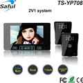 7 colour TFT LCD High Sensitivity touch button wired video door intercom phones with 2 front