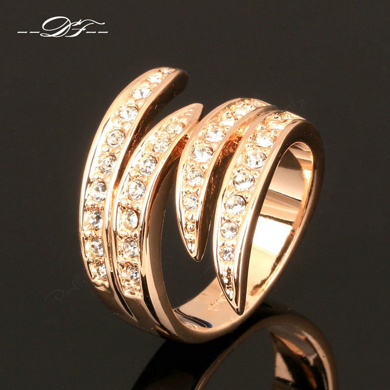 Love Angle s Wings Rhinestone Finger Rings 18K Rose Gold Plated Fashion Brand CZ Diamond Jewelry