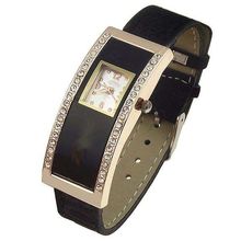 5 unids moda arco Rectangular Dial banda de cuero reloj de señora Crystal decoración reloj