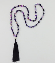 Natural agate beads / crystal / Buddha Mala Beads Tassel necklace Spiritual Yoga Jewelry