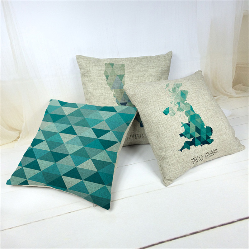 2015 Linen Cotton Geometry Printed Seat Cushion Sofa Pillow Bedding Pillows Decorative Throw Pillow 43cm*43cm cojines