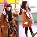 New Winter Children s Outwear Girls baby Deerskin Berber Fleece Coat Kids Thickening Winter Hooded Overcoat