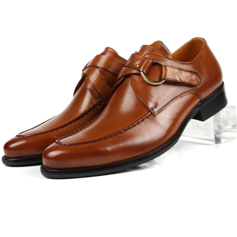 HOT SALE ! 2014 new buckle Black / brown tan mens dress shoes genuine leather wedding formal ...