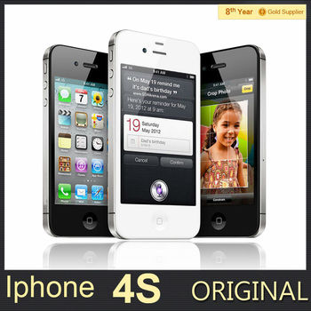 100% оригинальный разблокирована iPhone 4S мобильный телефон 16 ГБ 32 ГБ 64 ГБ ROM двухъядерный WCDMA 3 г WIFI GPS 8MP камера используется яблоко сотовый телефон