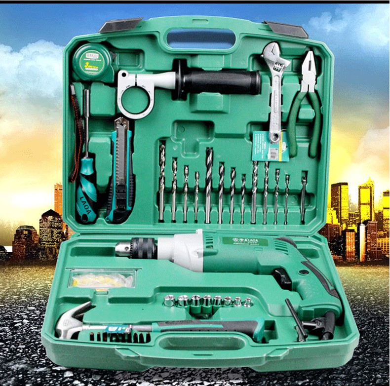 LAOA Electric Tools 810W Household Multifunction Electric Impact Drills Set With Spanner Pliers Socket Hammer Screwdriver Bits