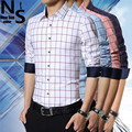TOP NS Long Sleeve Mens Casual Plaid Shirts Brand Men s Dress Shirts Quality Fabric Spring