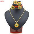 Ethiopia jewelry Habesha Pendant rings bracelets earrings jewelry 18k Gold plated Colorful stone african bridal