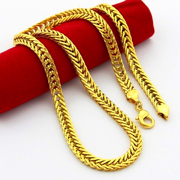 24K Chain JP048 / 5.8mm 50cm Mix wholesale 24K Gold Plated Snake chain necklace for men High Top ...