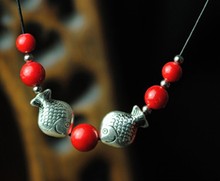 2016 New sweater necklaces women vintage necklace chain jewelry fish beads accessories gift XL048
