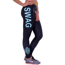 Summer Style 2015 Side letters Sports Pants Swag Exercise Women Sports Tights Elastic Fitness Running Trousers