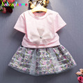 Fashion Summer Children Clothing Set Cotton T shirt Skirts 2pcs suits Kids Clothes Baby Girls Outfits