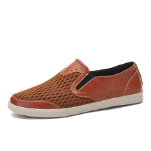 36-48 Summer Mesh Shoes Men Loafers Leather Men Shoes Casual Moccasins Men Flats Breathable Summer Shoes Plue Size US13 US14