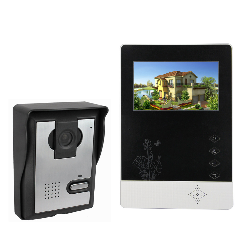 4.3 Inch Video Intercom Door Phone System With 1 Monitor + 1 Door Camera Intercom Kit IR Night Vision Doorbell F4356A