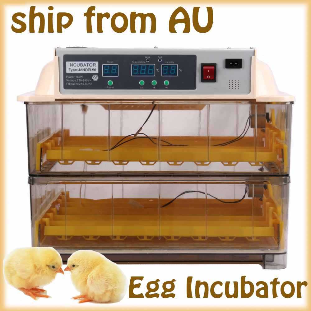 96 EGGS EGG INCUBATOR DIGITAL CONTROL EASY VIEWING TRANSPARENT DESIGN 