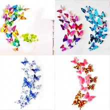 23 colors hot sale 12pcs/lot 3D butterfly wall sticker fashion home decor bling poster fridge magnets DIY wall decoration