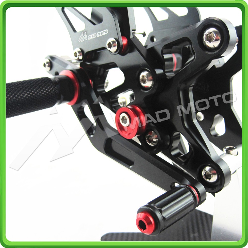 MAD MOTO motor parts Rearsets Kawasaki ZX6R 2009 2010 2011 2012 foot pegs rear set black color free shipping 04