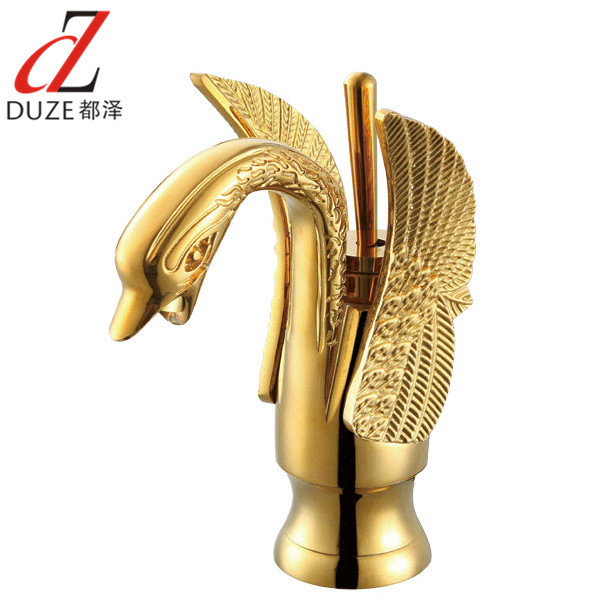 European all-copper cold wash basin faucet single hole bathroom basin faucet hot and cold taps gilded antique