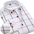 Anti Wrinkle Plaid Shirt Men 70 Cotton Mens Dress Shirts Slim Fit Chemise Homme Manche Longue