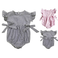 New Linen Wrinkles Cloth Fashion Newborn Baby Girl Clothes Striped Sleeveless Climbing Romper Cute Creeper Free