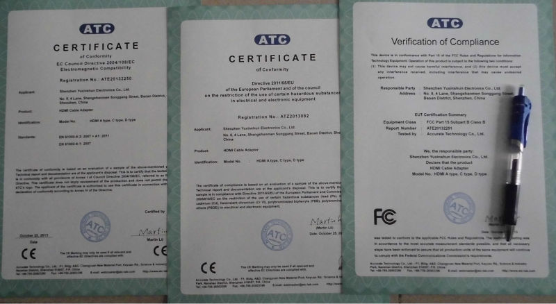 ce,rohs,fcc certification, high speed micro hdmi cable ,with
