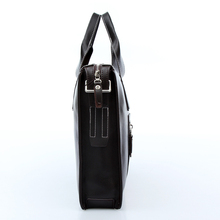 Free shipping 2014 New brand black leather briefcase business shoulder bags shopkeeper recommended style men s