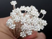 NEW 20 40pcs Lots Wedding Bridal Crystal Faux Pearl Flower Shiny Hair Spins Pins Flower Hair