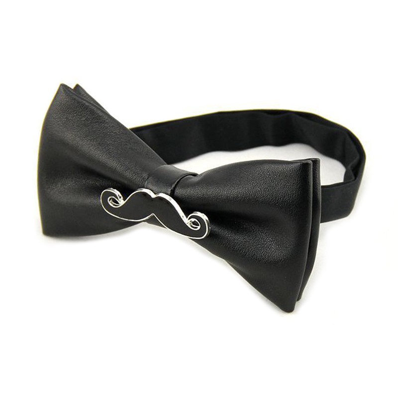 Fashion Mens PU Leather Black Bowtie for Bridegroom Wedding Gravata Slim Tuxedo Vestidos Skinny Cravat Neckwear Accessories2