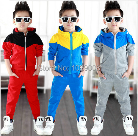 2016 new arrive baby boys clothes set hoodied clothes suit 3 colors boys sports suit Retail