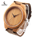 New 2016 Arrival Fashion Wood Watches Japan 2035 Move Bamboo Wristwatches with Genuine Leather Band as