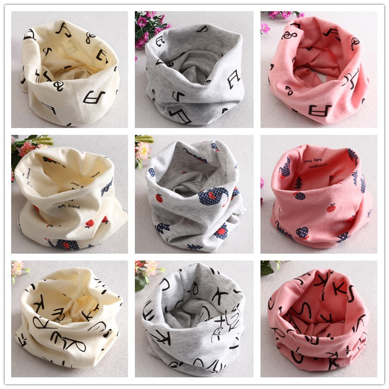 2016 Fashion 100% Cotton Baby Scarf Kids boy girl scarves music note prints Spring Autumn Children collars O Ring magic kerchief