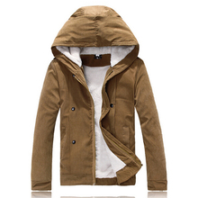 2015 New Fashion Khaki Cotton Jacket Parka With Hood Warm Winter Coat Mens Epaulet Jackets Coats Chaqueta Hombre 13M0184