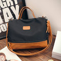 Trnedy Color matching Canvas Handbag 2016 New Fashion Casual Motorcyle Bag Designer Contrast Color Large Shoulder