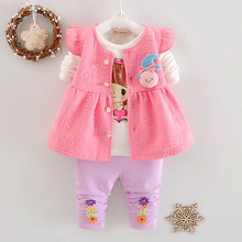 3PCS Baby Vest + Tshirt + Pants Cotton Cute Cartoon Vests For Baby Toddler Girl Coat Clothing Wear In Fall Spring 0-3 Years